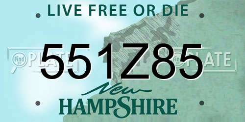 551Z85 New Hampshire License Plate