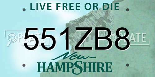 551ZB8 New Hampshire License Plate