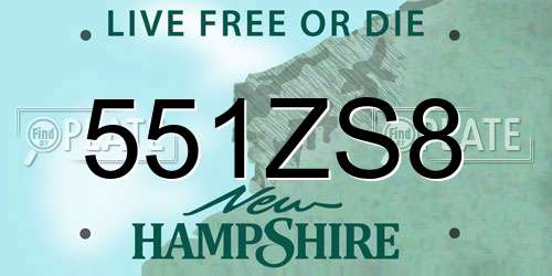 551ZS8 New Hampshire License Plate