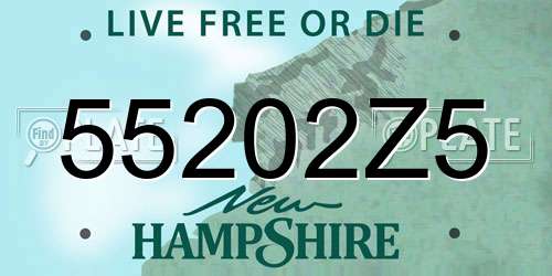 55202Z5 New Hampshire License Plate
