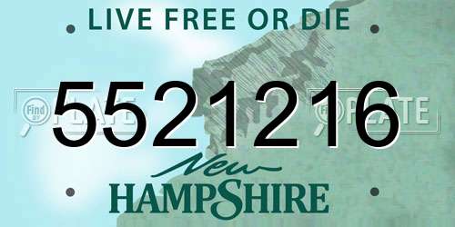 5521216 New Hampshire License Plate