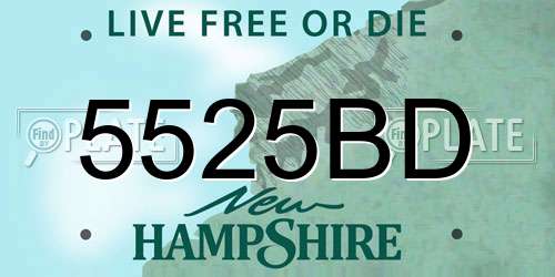 5525BD New Hampshire License Plate
