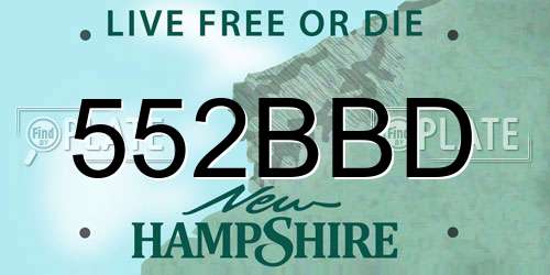 552BBD New Hampshire License Plate