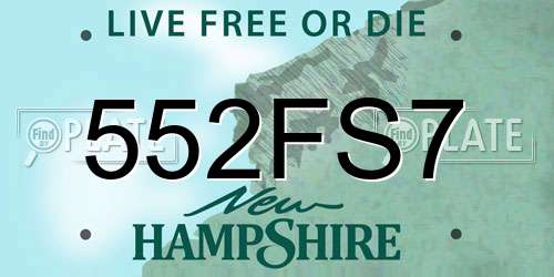 552FS7 New Hampshire License Plate