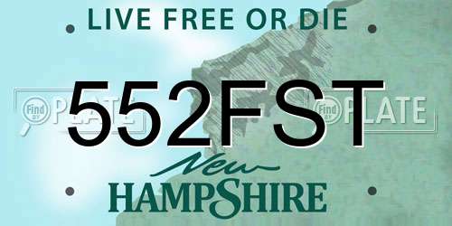 552FST New Hampshire License Plate