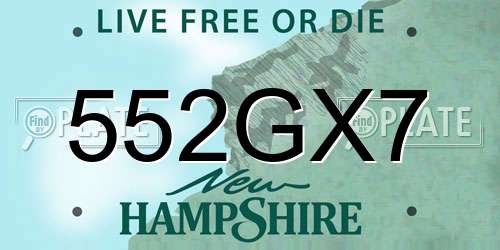 552GX7 New Hampshire License Plate