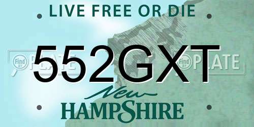 552GXT New Hampshire License Plate