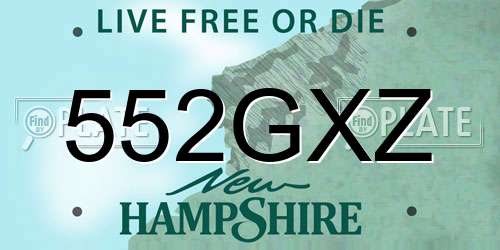 552GXZ New Hampshire License Plate