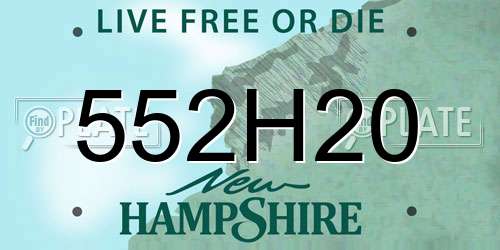 552H20 New Hampshire License Plate