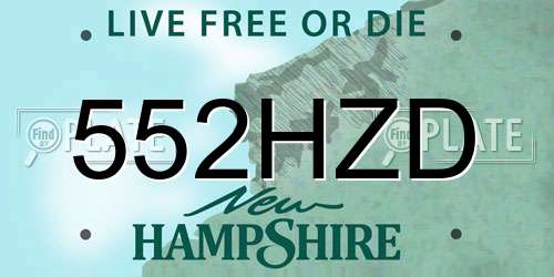 552HZD New Hampshire License Plate