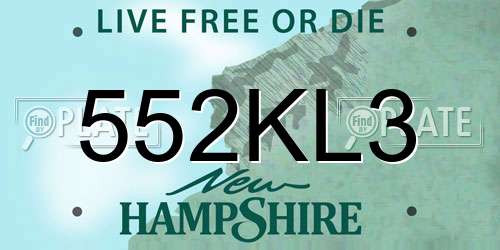 552KL3 New Hampshire License Plate