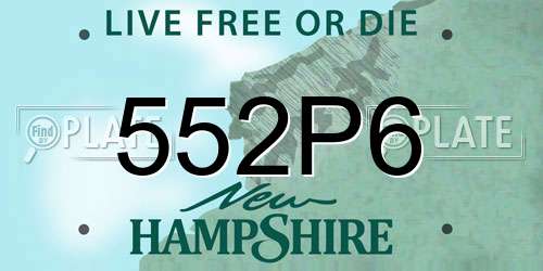 552P6 New Hampshire License Plate
