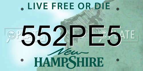 552PE5 New Hampshire License Plate