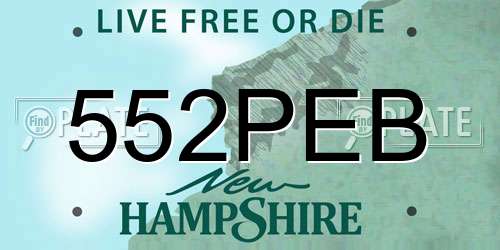 552PEB New Hampshire License Plate