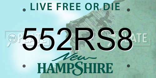 552RS8 New Hampshire License Plate
