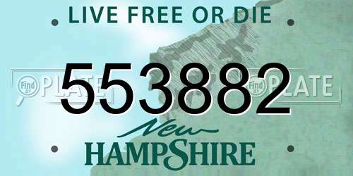 553882 New Hampshire License Plate