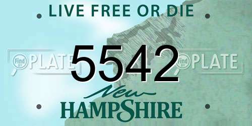 5542 New Hampshire License Plate