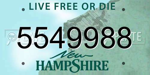 5549988 New Hampshire License Plate