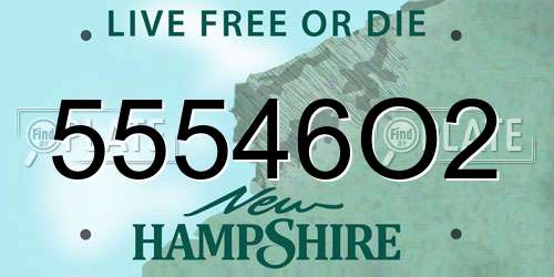 55546O2 New Hampshire License Plate