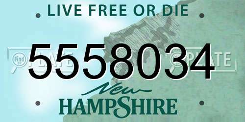 5558034 New Hampshire License Plate