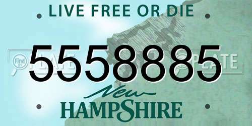 5558885 New Hampshire License Plate