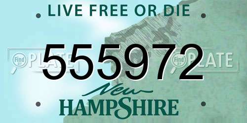 555972 New Hampshire License Plate