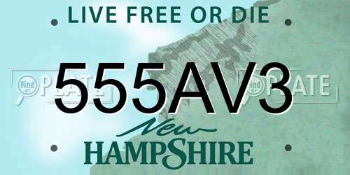 555AV3 New Hampshire License Plate