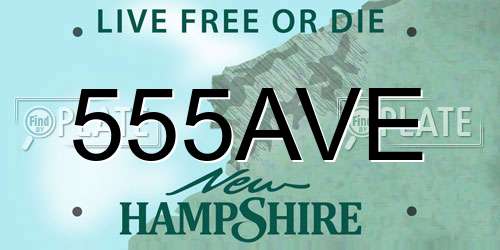555AVE New Hampshire License Plate