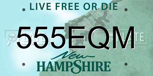 555EQM New Hampshire License Plate