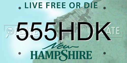 555HDK New Hampshire License Plate
