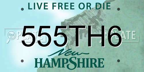 555TH6 New Hampshire License Plate