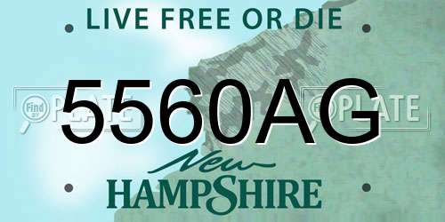 5560AG New Hampshire License Plate