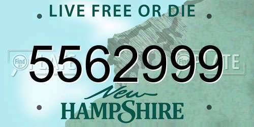 5562999 New Hampshire License Plate