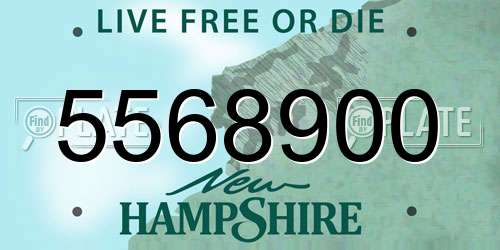 5568900 New Hampshire License Plate