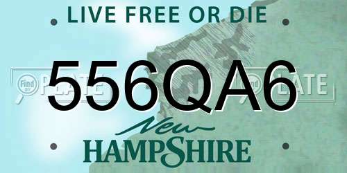 556QA6 New Hampshire License Plate