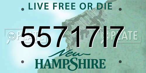 55717I7 New Hampshire License Plate