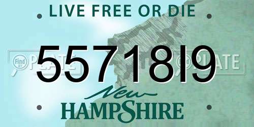 55718I9 New Hampshire License Plate