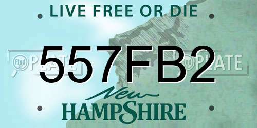 557FB2 New Hampshire License Plate