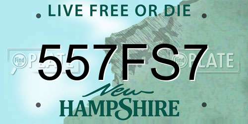 557FS7 New Hampshire License Plate