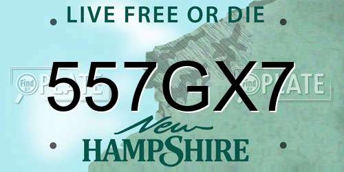 557GX7 New Hampshire License Plate