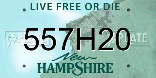 557H20 New Hampshire License Plate