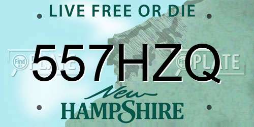 557HZQ New Hampshire License Plate