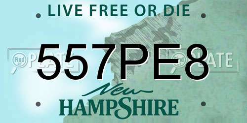 557PE8 New Hampshire License Plate