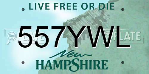 557YWL New Hampshire License Plate