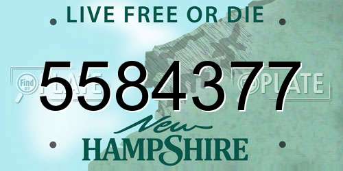 5584377 New Hampshire License Plate