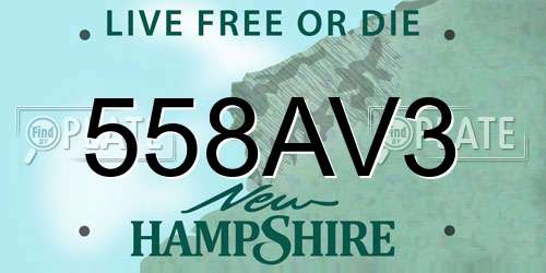 558AV3 New Hampshire License Plate