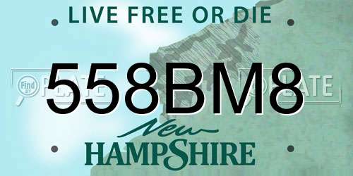 558BM8 New Hampshire License Plate