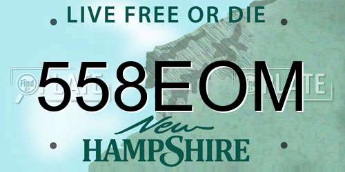 558EOM New Hampshire License Plate