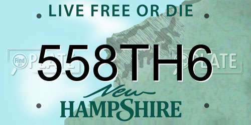 558TH6 New Hampshire License Plate