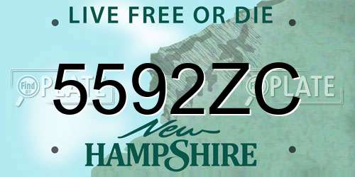 5592ZC New Hampshire License Plate